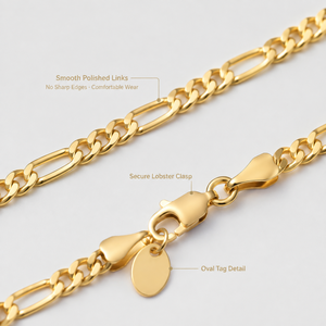 Hot Sale Stainless Steel 18K Gold Figaro Chain Necklace Unisex Hip Hop Layered Necklaces Wholesale - Product Image 3