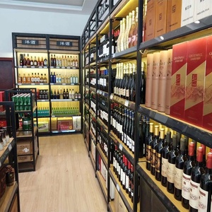 Hecho a medida de acero y estructura de madera <span class=keywords><strong>estantes</strong></span> se utilizan <span class=keywords><strong>para</strong></span> vino de la pantalla o la colocación de productos en el supermercado bar tiendas - Product Image 5