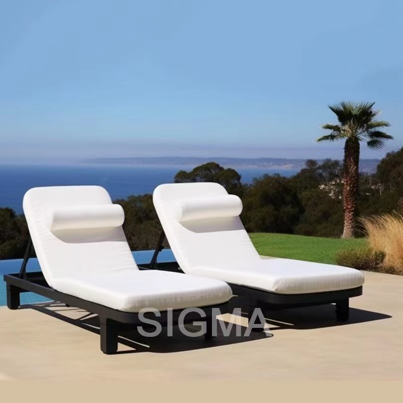 Luxury Outdoor Furniture Aluminum Hotel beach Sunbed Single Lounge Chair