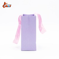 Sac cadeau en papier violet personnalisé avec poignée en ruban rose, sacs d'emballage de luxe imprimés pour boutiques, emballages pour cosmétiques et bijoux