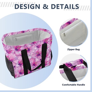 Aloha Collection Hawaii Pink Hibiscus Custom Design Reusable Grocery Standing <b>Extra</b> <b>Large</b> Utility Tote Bag Laundry Basket - Product Image 4