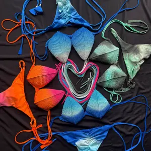 Mới nóng Gradient dệt quần áo tắm cao cắt ren-up hai mảnh bikini thiết lập mùa hè Womens đồ bơi sản xuất