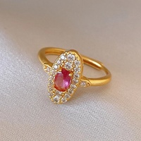 Bague ouverte en cuivre plaqué or véritable 24 carats avec zircon, style cour de luxe haut de gamme, bijou polyvalent et exquis pour l'index