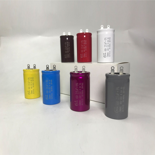 High Quality Bangladesh AC Motor Running CBB60 2.5uf 3.5uf Aluminum case Pins with PVC Tubing Metallized Thin Film Capacitors