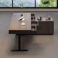 Bureau d'ordinateur intelligent haut de gamme en bois massif au design de luxe léger, bureau d'étude minimaliste en forme de L avec fonction de levage