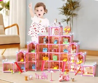 Maison de poupée pour enfants à 5 étages avec 29 pièces, meubles et accessoires lumineux, jouets pour filles