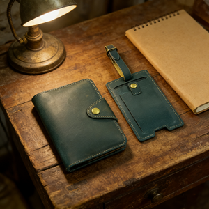 Ensemble cadeau de voyage : Housse de passeport en cuir véritable pleine fleur, étui de passeport, porte-monnaie et étiquette à bagages - Product Image 3