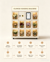 Kiosque commercial de vente de fleurs de haute qualité avec boîte à lumière gratuite, verre anti-buée, paiement par pièces, billets et cartes bancaires pour le commerce de détail