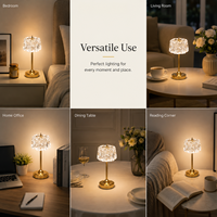 Lampe de table décorative en cristal avec commande tactile, lampe de bureau LED sans fil rechargeable pour la maison, le bar, le mariage, le restaurant