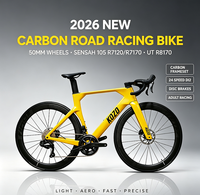 Bicicleta de Carretera NUEVA 2026 con Cuadro de Fibra de Carbono, Ruedas de 50 mm, Sensah 105 R7120/R7170 UT R8170, 24 Velocidades, Di2, Bicicleta de Carreras para Adultos