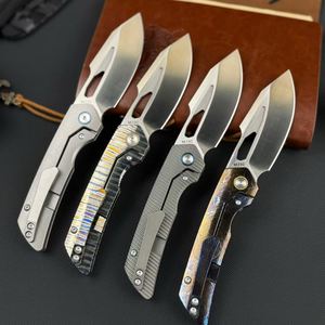 Couteau pliant de luxe en acier M390, manche en titane TC4, usiné CNC, couteau de poche pliant pour le camping en plein air, outil EDC fin - Product Image 4