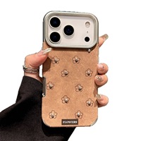 Coque de téléphone souple XP763 marron à nœud floral pour iPhone 17 Pro Max, Apple 16, 14, 13 – Collection Automne/Hiver