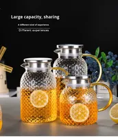 Bouilloire en verre moderne 1,8 L, ensemble de tasses en verre écologiques avec couvercle et poignée en acier inoxydable pour eau, thé, jus