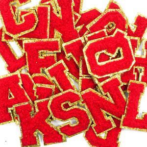 Écussons personnalisés de broderie de lettres anglaises à paillettes Écussons en chenille Écussons en chenille pour vêtements - Product Image 4