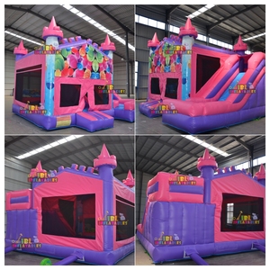 Castillo Inflable Rosa <span class=keywords><strong>y</strong></span> Morado con Tobogán <span class=keywords><strong>y</strong></span> Aro <span class=keywords><strong>de</strong></span> Baloncesto, <span class=keywords><strong>de</strong></span> PVC, para Niños, Ideal para Alquiler en Fiestas - Product Image 6