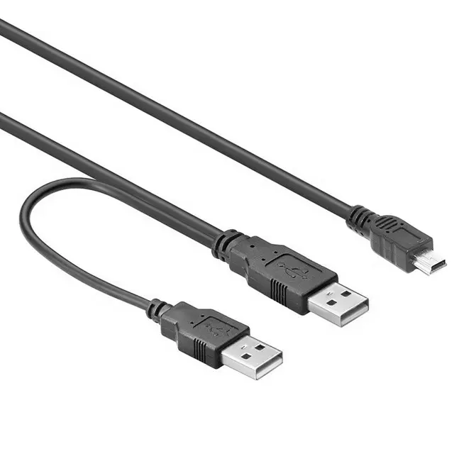 פיצול USB 2.0 זכר למיני 5 פין Y כבל נתונים וכבל חשמל לדיסק קשיח כונן