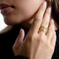 Anillo Abierto de Acero Inoxidable con Doble Nombre para Parejas, Chapado en Oro de 18K, Regalo de San Valentín de Moda