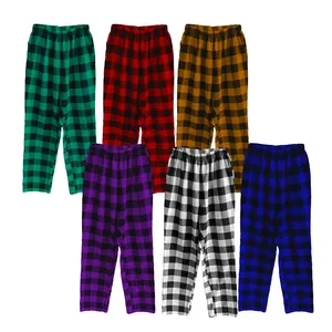 Groothandel Hoge Kwaliteit Custom Zachte Pyjama Bodem Lounge Broek Plaid Flanel Brede Been Pyjamabroek Voor Vrouwen