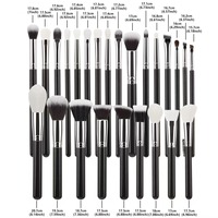 Kit de maquillage professionnel de haute qualité en bois noir, poils synthétiques, cuir PU, 25 pièces, ensemble de maquillage végétalien, crayon à lèvres plat, Ms.miau H5 Low