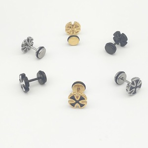 Cross <b>Stud</b> Earrings <b>Titanium</b> Steel Black Silver Gold Color Round Shape Fashion Jewelry For Women Men Unisex Ear <b>Studs</b> - Product Image 2