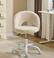 Fauteuil en velours Teddy à dossier enveloppant, design creux respirant, avec vérin à gaz et roulettes silencieuses, idéal pour usage commercial – Vente directe usine