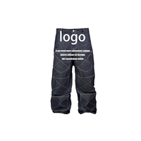 Jean Homme Premium Original avec Broderie Écusson Royal, Effet Délavé Vintage, Coupe Droite, Haute Qualité, Denim Baggy pour Femme