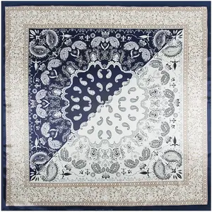 2021 90Cm Vierkante Polyester Sjaal Bandana Vrouwen Twill Zijden Sjaal Custom Logo Zacht Satijnen Hijab Hoofddoek Wraps Designer Sjaal