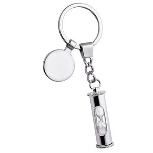 Portachiavi Carino con Design a Clessidra, Portamonete in Ottone e Acciaio Inossidabile, Logo Personalizzato con Materiale in Lega, Cristallo e Pelle - Product Image 1