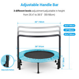 Trampolín plegable de 36 pulgadas con mango ajustable para niños, <span class=keywords><strong>cama</strong></span> elástica para saltar con cubierta, minitrampolín - Product Image 4