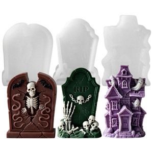 Moule <span class=keywords><strong>en</strong></span> silicone HY pour bougie <span class=keywords><strong>en</strong></span> forme <span class=keywords><strong>de</strong></span> pierre tombale d'Halloween, maison hantée, crâne RIP, pour bougies, savons, résines, plâtres, décoration <span class=keywords><strong>de</strong></span> festival - Product Image 3