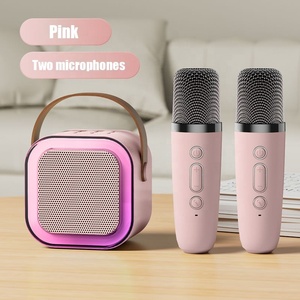 Nouveau microphone portable K12 Mini, microphone intégré, <span class=keywords><strong>karaoké</strong></span> familial à domicile, haut-parleur portable sans fil Bluetooth LED - Product Image 1