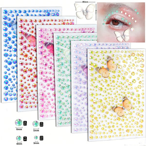 Pegatinas de Tatuajes de Joyas Faciales con Diamantes de Imitación para Mujeres, Fiesta de Disfraces, Festival de Música, Actuación en Escenario, Herramienta de Maquillaje - Product Image 2