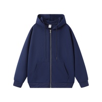 Veste à capuche pour homme, style vintage, fine, à double fermeture éclair, couleur unie, anti-plis, coupe ample, mélange polyester/coton, collection automne 2025