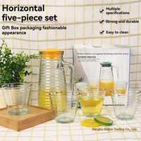 Ensemble de pichets à eau en verre créatifs avec couvercle et poignée, design moderne, sans BPA, vaisselle de fête, cinq pièces