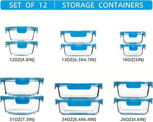 18 Piece <b>Microwavable</b> Leakproof Heat Resistant High Borosilicate Glass Eco-Friendly Food Storage Container <b>Set</b> BPA Free - Product Image 2