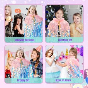 Vente en gros de robes de princesse élégantes pour filles avec paillettes, cape pour enfants, costume de scène pour enfants, fête d'anniversaire - Product Image 6