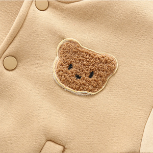 Veste d'hiver chaude et épaisse en polaire pour enfants, adorable broderie d'ours, fermeture à boutons, <span class=keywords><strong>manteau</strong></span> d'extérieur confortable - Product Image 3