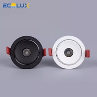Ecolux Commercial CE Projecteur LED encastré anti-éblouissement réglable, CRI 90 élevé, 5W 12W, Projecteur COB ultra-plat pour salons de thé et musées