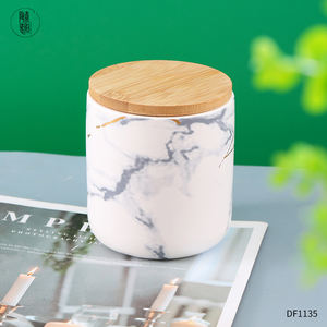 โถเทียนสีขาวเคลือบขายส่งหินอ่อน10ออนซ์เรือเทียนแกะสลักโลโก้ที่กำหนดเองขวดเทียนเซรามิกที่มีฝาปิดและกล่อง - Product Image 4