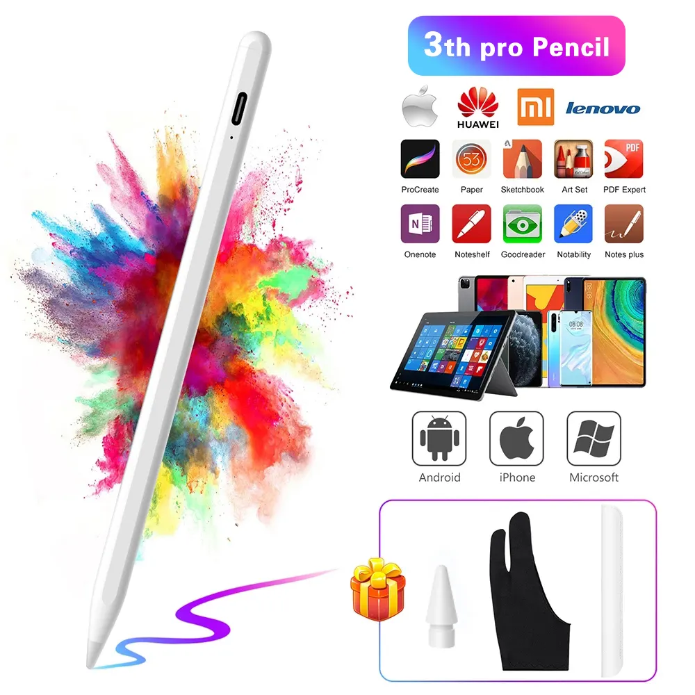 Apple pencil 2 gen с магнитной зарядкой, электронный активный стилус, стилус, сенсорная ручка, совместимая с iphone, ipad, samsung phone 2020