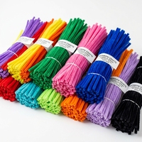 Plusieurs couleurs, 30 cm/11,81'', tiges de chenille colorées faites à la main, nettoyeurs de bâtons, en polyester, pour le bricolage de Thanksgiving et de Noël
