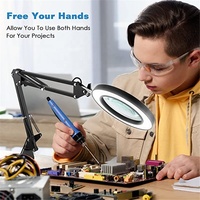 Modern Fashion Design Eye-caring Clip-on Usb Charging Office Desk Lamp Brightness Adjustable Led Desk Lamp with Magnifier