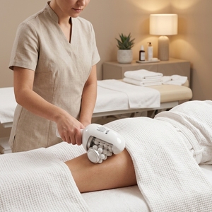 Masseur à rouleaux portatif avec billes remplaçables, thérapie par micro-vibrations compressées, drainage lymphatique, réduction de la cellulite - Product Image 2