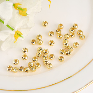 Lisheng Jewelry 18K Gold Plated Round Beads 6mm <b>Spacer</b> Beads For DIY Jewelry Making Bracelets Necklaces Accessories - Product Image 4