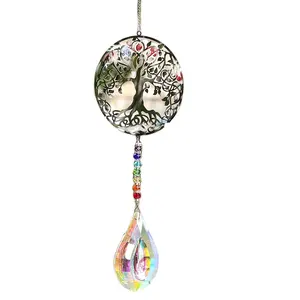 Stainless Steel Light Catcher Beautiful Large Pendant Balcony Decorated With Tree Of Life Rotating Wind Chimes