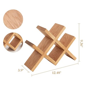 Solid Wood Diamond Wine Rack 4 Bottle <b>Desktop</b> Display Holder Natural Color - Product Image 2