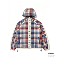 Blouson coupe oversize à carreaux, imprimé DTG Kornit, style streetwear, coupe carrée Y2K, coupe-vent, vente en gros OEM, fournisseur de vêtements tendance