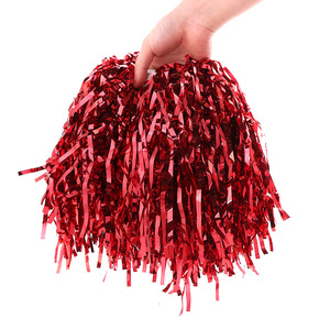 <span class=keywords><strong>Pompones</strong></span> de PET de Tamaño Mediano, Estilo Moderno, con Asas Delgadas y Borlas de Doble Extremo, Color Rojo Brillante, para Animadoras - Product Image 1
