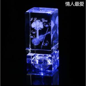 3D laser khắc thủy tinh pha lê Rose Flower <span class=keywords><strong>Cube</strong></span> với Led Cơ sở ánh sáng cho quà lưu niệm đám cưới khách - Product Image 3