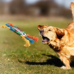 Jouet à mâcher en corde pour chien indestructible résistant aux morsures avec conception de nœud Fourniture interactive pour animaux de compagnie pour le nettoyage des dents de chiot pour les chats et les chiens - Product Image 5
